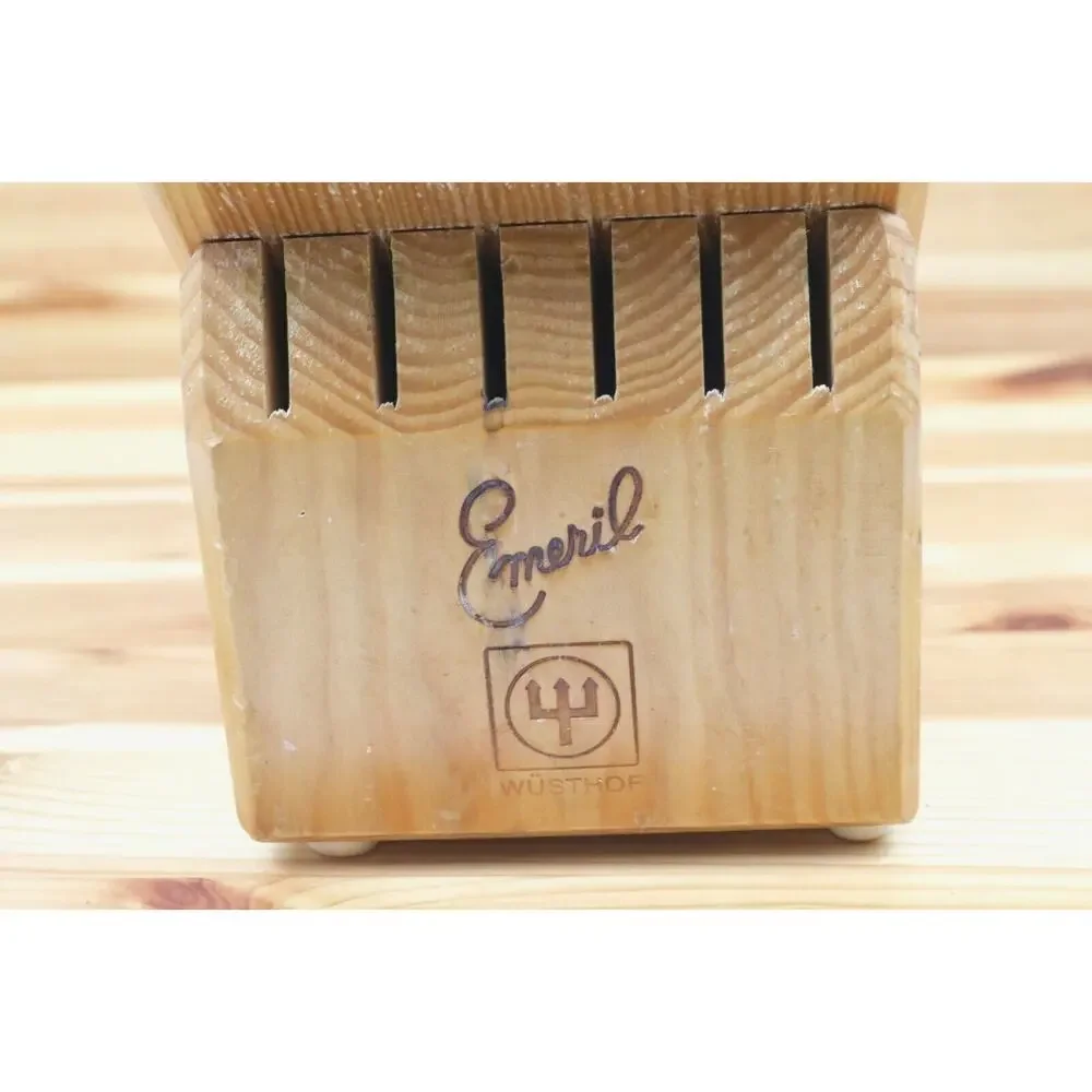 Emeril Wusthof Knife Block Wood Wooden Storage Holder 17 Slot Countertop Oak